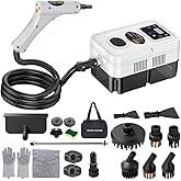 Portable Steam Cleaner Handheld Steam Cleaner High Pressure Steamer for Deep cleaning 1200ML Steam Cleaning Machine for Home Use With 6 Brushes Cleaning for Couch Auto Floor (White)