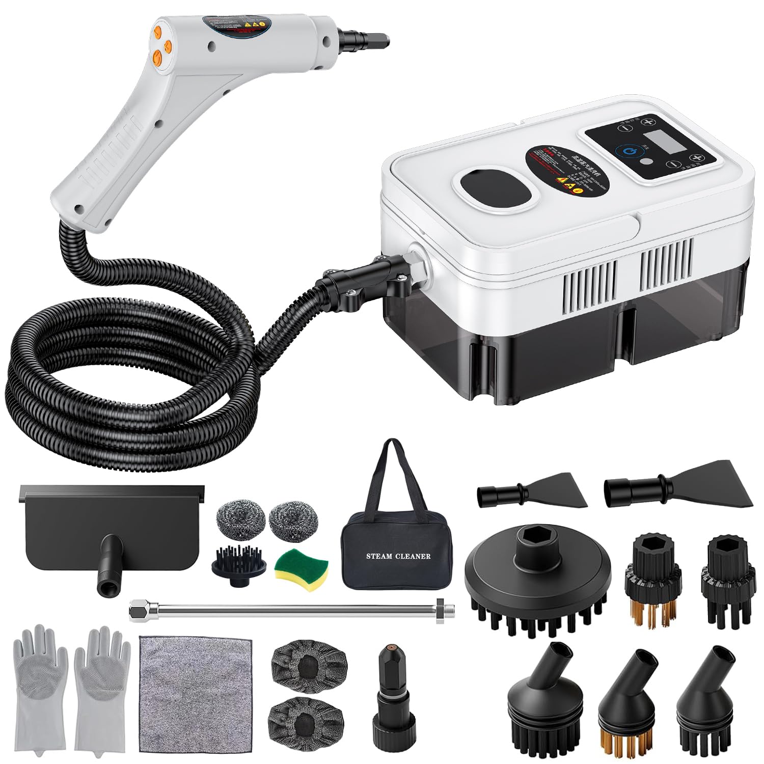 Photo 1 of Portable Steam Cleaner Handheld Steam Cleaner High Pressure Steamer for Deep cleaning 1200ML Steam Cleaning Machine for Home Use With 6 Brushes Cleaning for Couch Auto Floor (White)