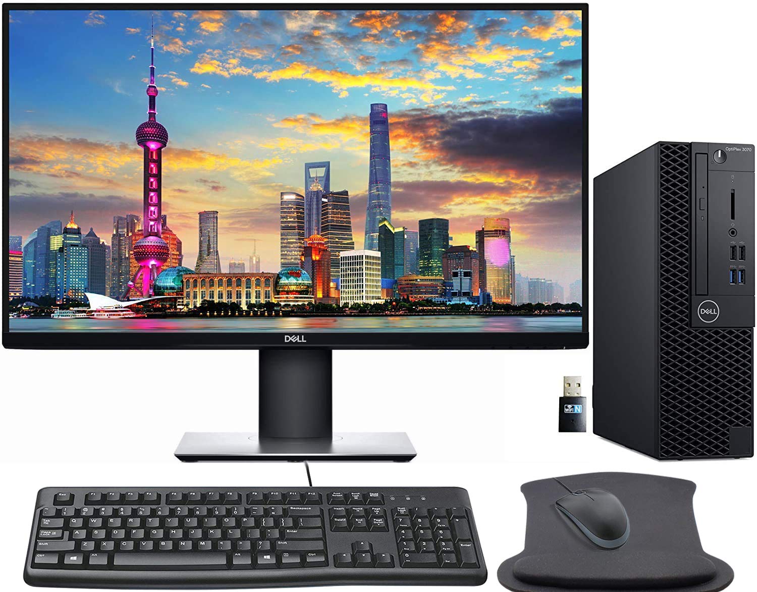 Dell Optiplex 3070 SFF Desktop Bundle with Dell P2719H 27 Inch Monitor, Keyboard, Mouse, Mouse Pad, 