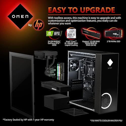 HP OMEN Gaming Desktop Tower 30L i9-10850K W/Liquid Cooling, Hyper
