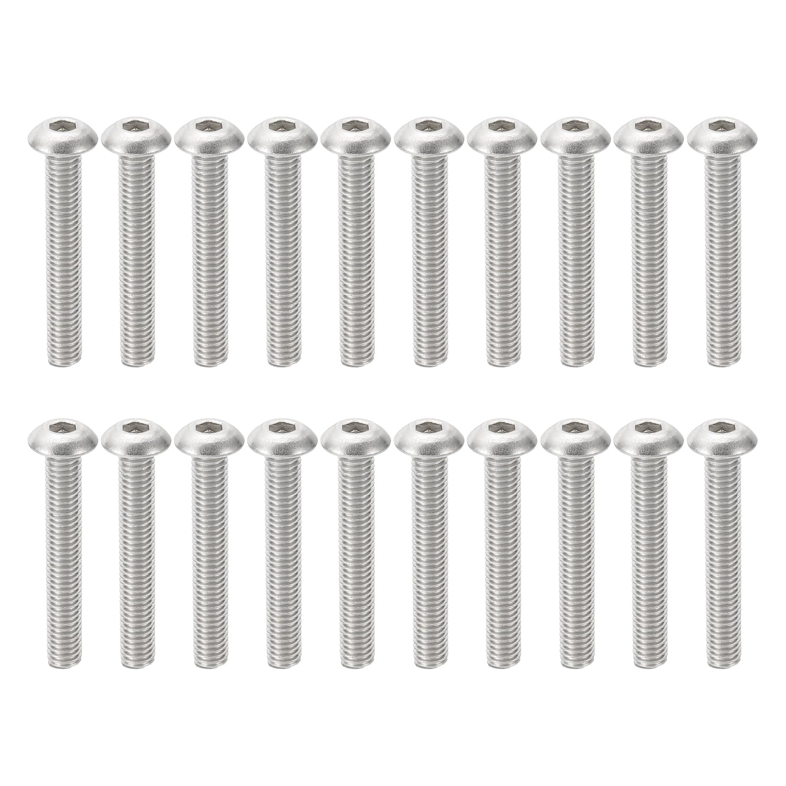 PATIKIL #10-32 * 1-1/4" Button Head Socket Cap Screws, 20 Pcs 304 Stainless Steel 18-8 Socket Cap Screw Bolts Allen Hex Drive Full Thread Fine Thread UNF