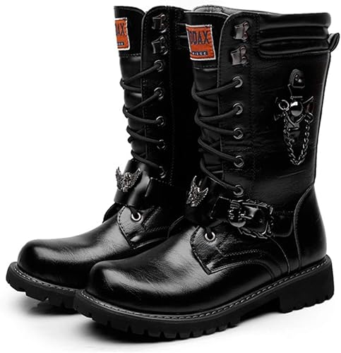 Amazon バイクブーツメンズ ブーツメンズ ブーツ ミリタリーブーツ 裏起毛レーシングブーツ ワークブーツマーティンブーツメンズ ツーリングシューズ ライディングブーツ メンズ ライダースブーツ防寒レースアップブーツ おしゃれ バイク用ブーツ イノヤシューズ ブーツ