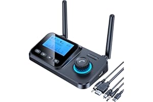 Bluetooth Transmitter for TV to 2 Headphones with HiFi ARC Low Latency, Bluetooth Transmitter Receiver LCD Display Adjustable Volume, AUX/Optical/Coaxial Audio Receiver for Home Stereo KAIY