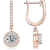PROSTORRY 1CT Moissanite Dangle Earrings 925 Sterling Silver D Color Moissanite Pendant Drop Huggie Earring for Women Birthday Christmas Jewelry Gifts