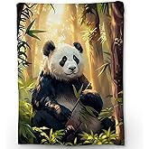 Ti Caldi Cute Panda in Forest Blanket | Soft Warm Fuzzy Lightweight Animal Flannel Throw Blanket Perfect for Couch, Bed, Travel & Outdoor Use, Cozy Blankets for Adults Kids Boys Girls 60×50 in