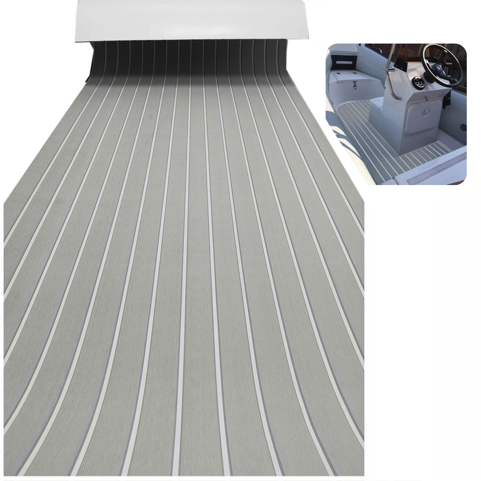yuanjiasheng 35.4x94.5 Inches Gray EVA Foam Boat Decking Sheet Yacht Marine Flooring Anti Slip Carpet With Backing Adhesive