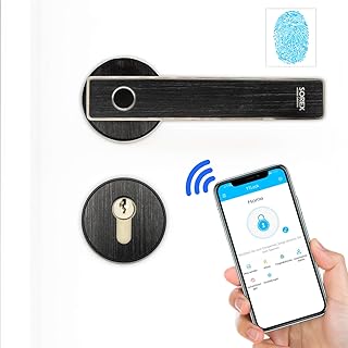 SOREX FLEX Türgriff Elektronisch Fingerabdruck Schloss mit deutschem Support! per Bluetooth App Steuerbar, Fingerprint Türbeschlag- inkl. Batterien, Smart Lock Türklinke