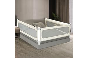 TIOPSUUO Bed Rails for Toddlers - Height Adjustable Bed Rails for Queen Bed, Bed Rails for King Size Bed Guard Rail for Toddlers, Baby Bed Rail Guard, Bed Rail for Twin Bed(1 Side 79'' ×27‘’)