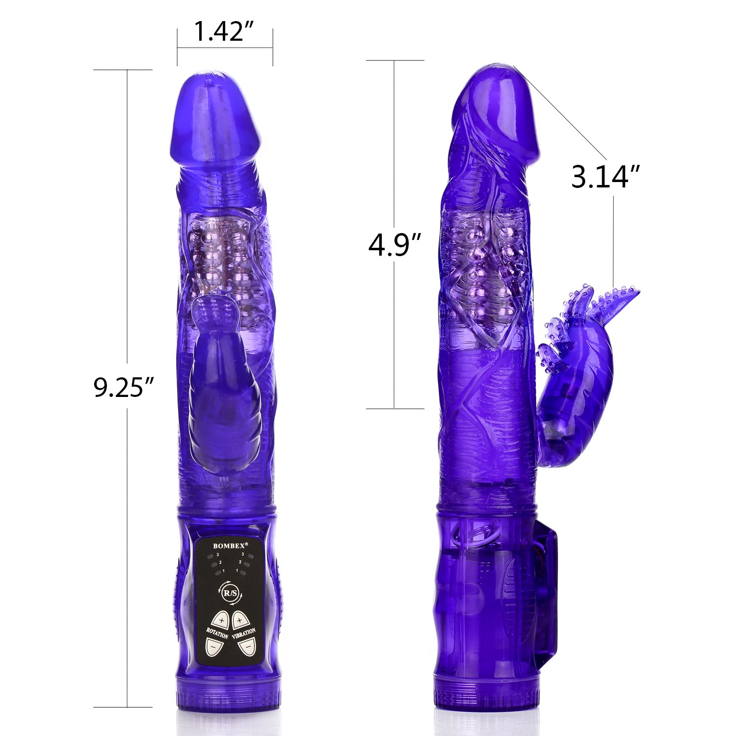 Bombex Temptation Collection 3 - Pronged Clit Stimulator Clitoral G Spot Vibrator Sex Toy for Women- Beginner's Vibe,Adult Products,Pink or Purple,Random Color