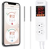 Pymeter SmartLife/Tuya APP WiFi Temperature Controller with Dual Probes, Smart Digital Thermostat with Two Outlets for Reptile Heat Mat, Greenhouse Seedlings, Homebrew Fermentation, Cooling Fan