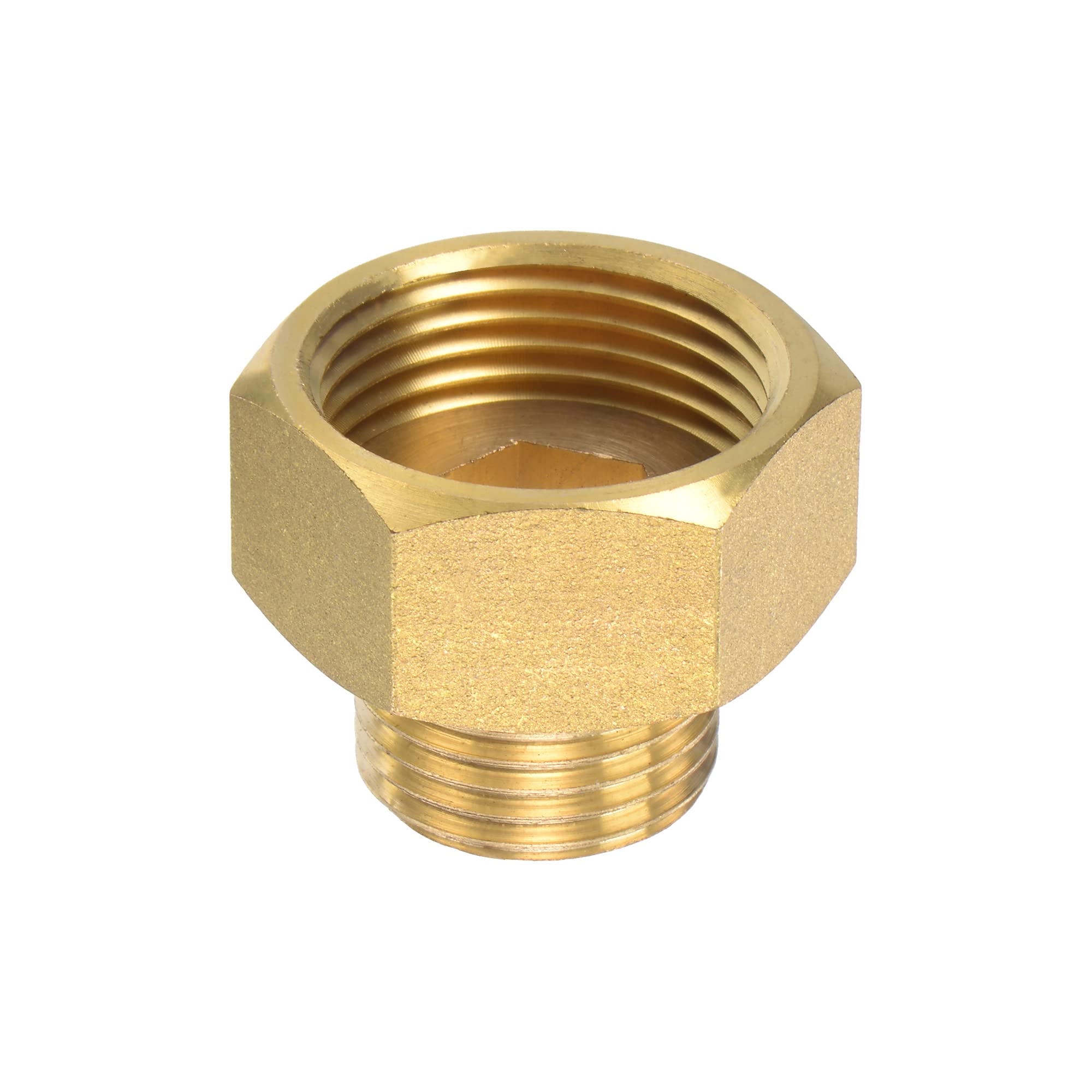 M METERXITY Brass G1/2 Male to G3/4 Female Reducer Hex Pipe Fitting Extension, Apply to Outdoor/Garden/Industrial (26.5mm Length)
