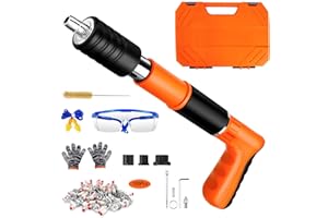 ACJRYO Concrete Nail Gun Kit with 100 Nails and Safety Gear 3 Speed Adjustable Manual Air Nailer for Concrete Brick Steel Pre Assembled with Goggles Gloves