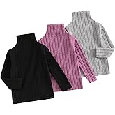 Girls Casual Tops Long Sleeve Turtleneck T-Shirt Basic Solid Color Blouse Outfit for Toddler Baby Girl 1-8 Years