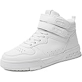 Lxuan Women's High Top Fashion Basketball Ankle Boots Walking Tennis Shoes Platform Hook and Loop Casual Faux Leather Hidden Heels Sneaker