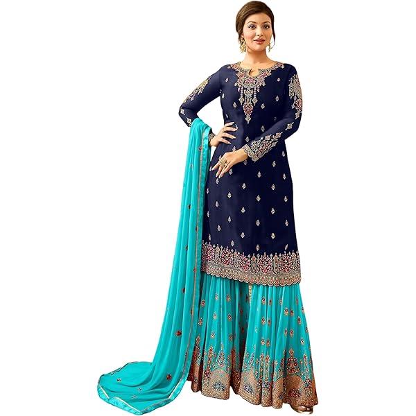 Velvet Punjabi Suits For Women Maryams 169 Embroidered Georgette