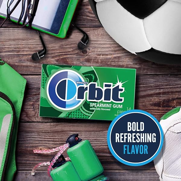 WRIGLEY’S ORBIT GUM SUGAR-FREE SPEARMINT – 12 PACKS IN BULK, 14 PIECES EACH – CHEWING GUM, 168 TOTAL PIECES