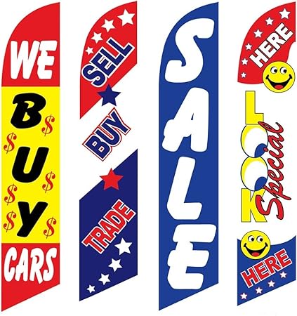 Amazon.com: Compramos coches, vender comprar comercio, venta y especial aquí Windless Swooper bandera 11 1/2 'x 2 1/2': Jardín y Exteriores