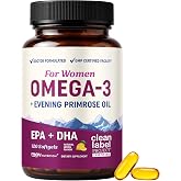 Fish Oil Omega 3 Supplements for Women, DHA + EPA, Heart Health Support | Doctor-Formulated &amp; Clean Label Certified, Hormone Balance &amp; Skin Health Support, Omega 3 Supplement for Women, 120 Softgels