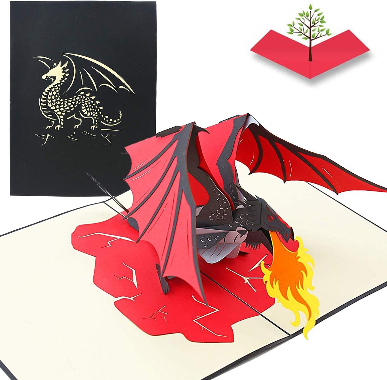 PopLife® Fire Breathing Dragon 3D Pop Up Father's Day Card, Pop Up Happy Birthday Card, Congratulations, Get Well