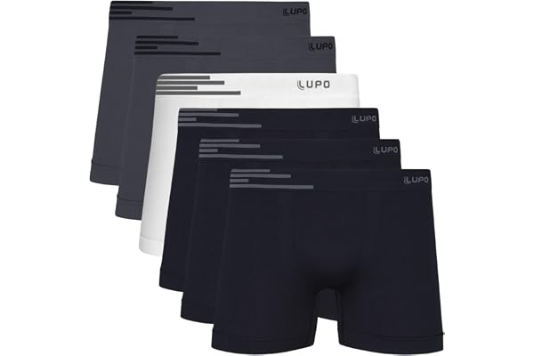 Kit 6 Cuecas Lupo Boxer Masculinas Microfibra de Poliamida Sem Costura Adulto