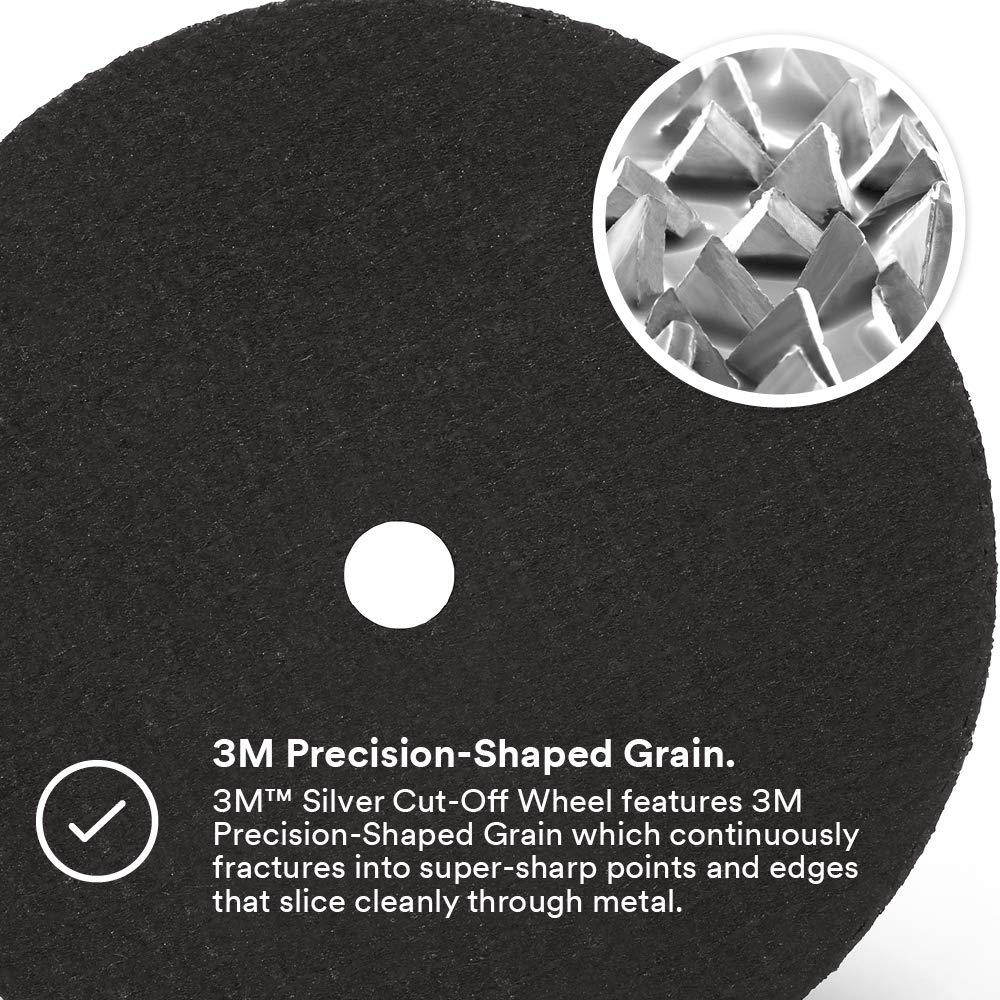 3M Silver Cut-Off Wheel - Type 1 Metal Cutting Wheel - For Angle Grinder or Cut-Off Tool - 4" x .035" x 3/8" Arbor Hole - 87461: Industrial & Scientific