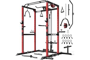 JELENS S21 Power Cage, Multi-Function Power Rack with Adjustable Cable Crossover System, 2000LBS Squat Rack for Home Gym with More Training Attachments