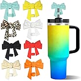 8 Pcs Bow Straw Toppers for Stanley Cup 30&40 oz, Cute Silicone Cup Covers Dustproof Spill Proof Reusable Accessories, Colorful Girly Design Compatible with 0.4 in/10mm Cups (Color C)