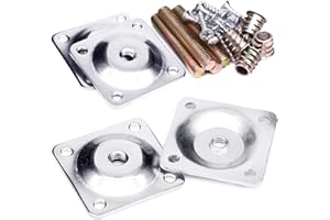 Anwenk Leg Mounting Plates, Furniture Leg Attachment Plates Industrial Strength T-Plate 5/16" (M8) Sofa Legs with Hanger Bolts,Screws,Strengthen Weak Furniture Repair Damaged Sofa Couch Seat,Set of 4