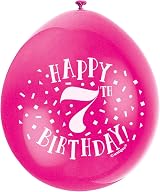 Unique Happy 7th Birthday Balloons Pack 10 Assorted Latex 22cm view 5