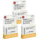 Feather Styling Razor Standard Blades - Professional Hair Cutting Blades for Styling, Shaping, Feathering & Thinning - Stainless Steel Single Edge Guarded Blade - Made in Japan - Refill Pack - 30 Ct