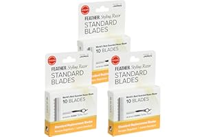 JATAI Feather Styling Razor Standard Blades - Professional Hair Cutting Blades for Styling, Shaping, Feathering & Thinning - Stainless Steel Single Edge Guarded Blade - Made in Japan - Refill Pack - 30 Ct