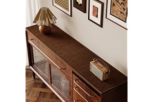 SMILEGIF Sideboard Buffet Cabinet Cover, Super Absorbent Mat for Wood Buffet Table, Anti-slip Top Protector for Coffee Bar Cabinet, Table Pad for Kitchen,Dining Room (Coffee, 15.7''X52.7'')
