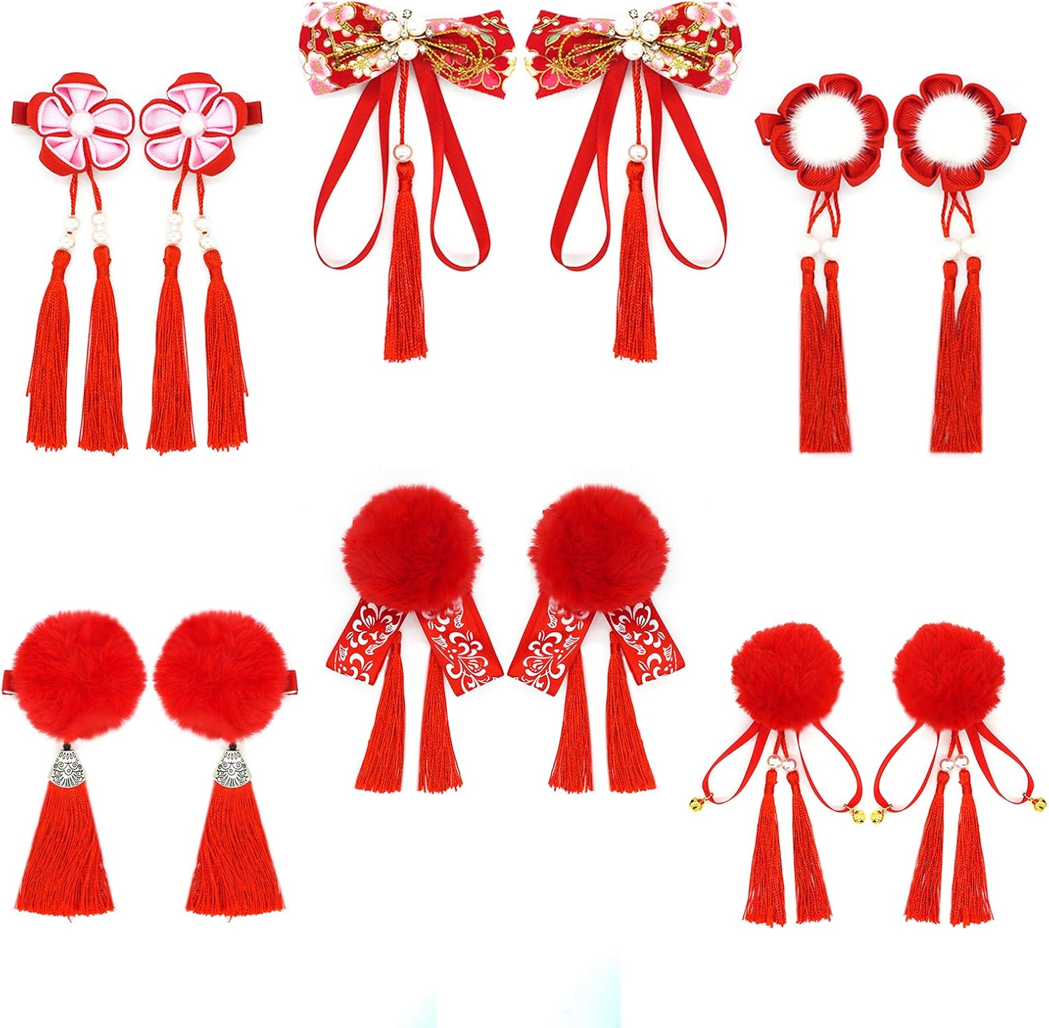 12pcs Chinese New Year Hair Clips for Kids Chinese