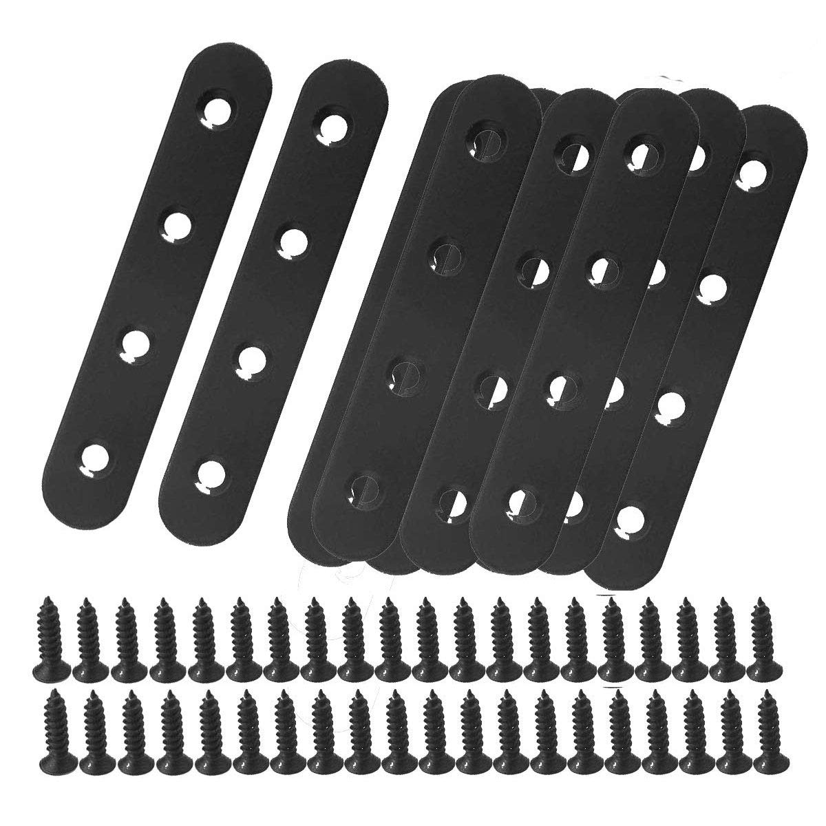 Dproptel 10PCS Pack Stainless Steel Heavy Duty Straight Repair Joining Mending Flat Plate Bracket Shelf Bracket with Screws 80x20mm (80X20MM)