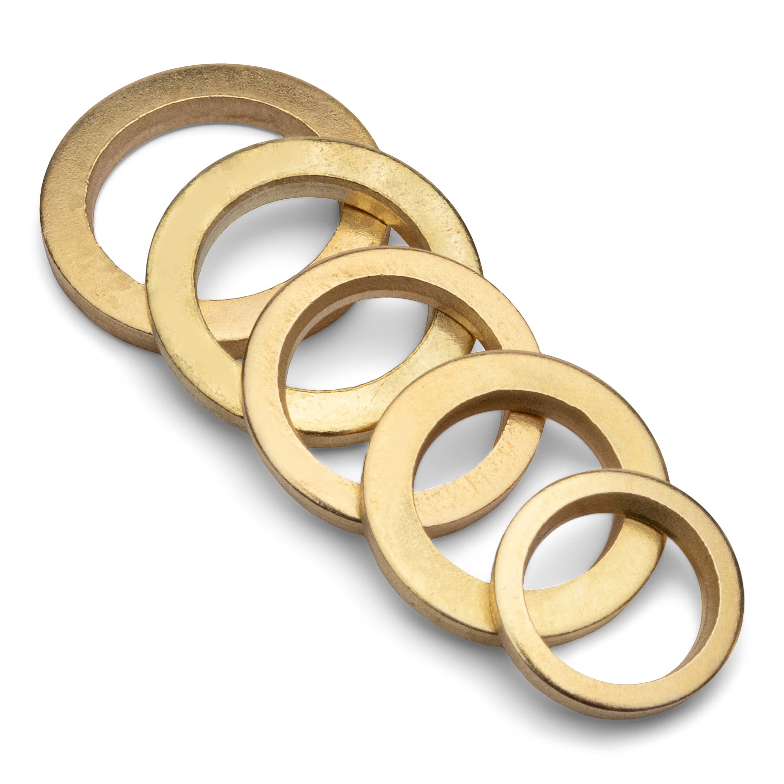 Flat Ring Washer Assortment (brass plated) │ Ø 9/10/11/12/13 mm │ 100 pieces │ Plain Washers Kit │ Sealing Ring Assortment │ by FD-Workstuff