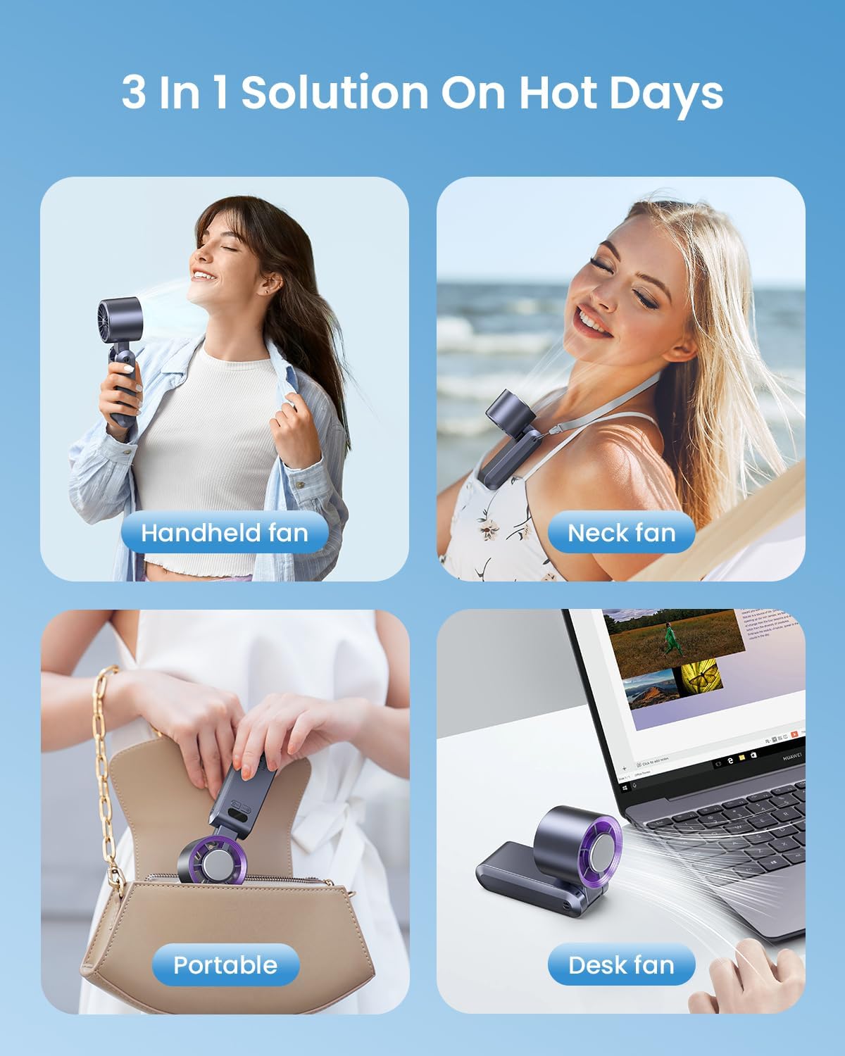 Handheld Portable Turbo Fan with Ice Cooler, Speed (1-199) 5500mAh Rechargeable Personal Fan,[20H Cooling Time] Mini Yet Powerful [20000 RPM] Small Pocket Fans for Travel/Outdoor/Home/Office, Purple