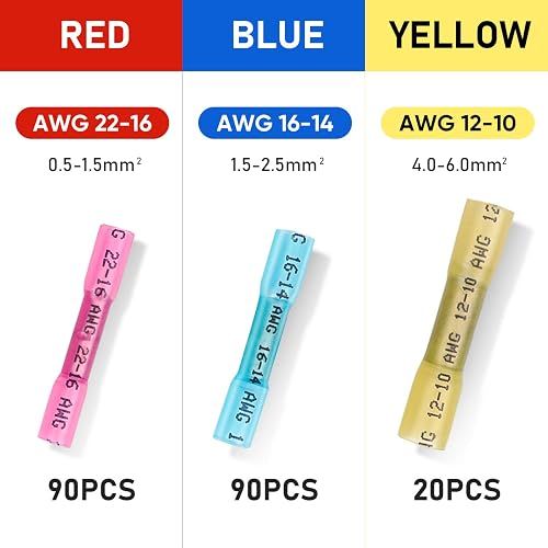 200pcs Soldering Sleeve Assortment Kit Heat Shrink Wire Connectors Butt Connectors Crimp 5 Sizes Yellow Black Blue Red Terminals Insulated Waterproof Kit 6055a4e94b27f024e243c1d0