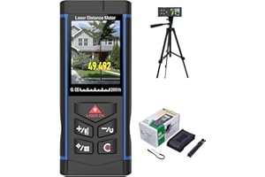 S.FINE 328ft Laser Measure with 6X Camera, ±2mm Accuracy, Electronic Level, Real-Time Angle, Outdoor & Indoor Laser Distance Meter for Area, Volume, and Distance Measurement, Tripod Included