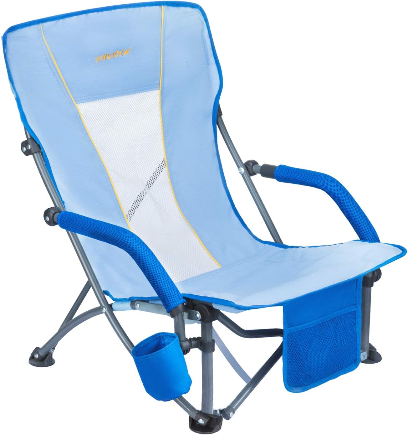WeJoy Strong & Stable Mesh Back Folding Beach or Camping Chair Light-Weight with Cup Holder & Pocket 24 x 23 x 10cm / 3.3kg
