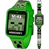 Minecraft Kids Smartwatch - Interactive LED Screen Watch with 10 Custom Watch Faces, Games, Camera, Alarm, Step Tracker & More - Fun Tech Gift for Boys and Girls - Fits Wrists 5.5'' to 8.0"