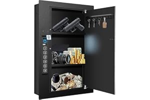 LANGGER V Wall Safe, Hidden Fingerprint Security wall Safe, In Wall Safe Between Studs, Upgraded Biometric/Keypad/Key Access, Secure Handgun, Documents, Jewelry, Valuables (Biometric Fingerprint)