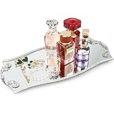 YCWF Silver Mirror Tray,Mirror Vanity Trays with Carrying Handles for Bedroom Dresser,Perfume Tray,Decorative Tray for Home Decor Gift,15x7x1inch
