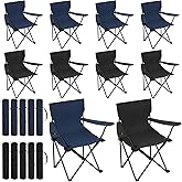 Huwena 10 Pack Folding Camping Chairs Bulk with Cupholder Carry Bags Lightweight Camp Chairs Collapsible Portable Outdoor Lawn Chair for Picnic, Beach, Outside