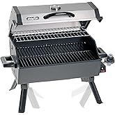 Martin Portable Propane Gas Grill - 14000 BTU Tabletop BBQ with Porcelain Grate, Folding Support Legs and Grease Pan