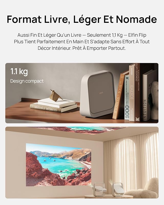 Elfin Flip Plus Videoprojecteur Portable Cinéma Domestique & Jardin