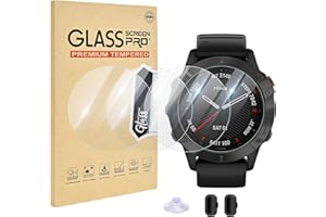 EasEasy 4 PCS Clear Compatible for Garmin Fenix 6S/6S Pro/6S Sapphire 42mm Screen Protector Glass With Dust Plug, Anti-scratc
