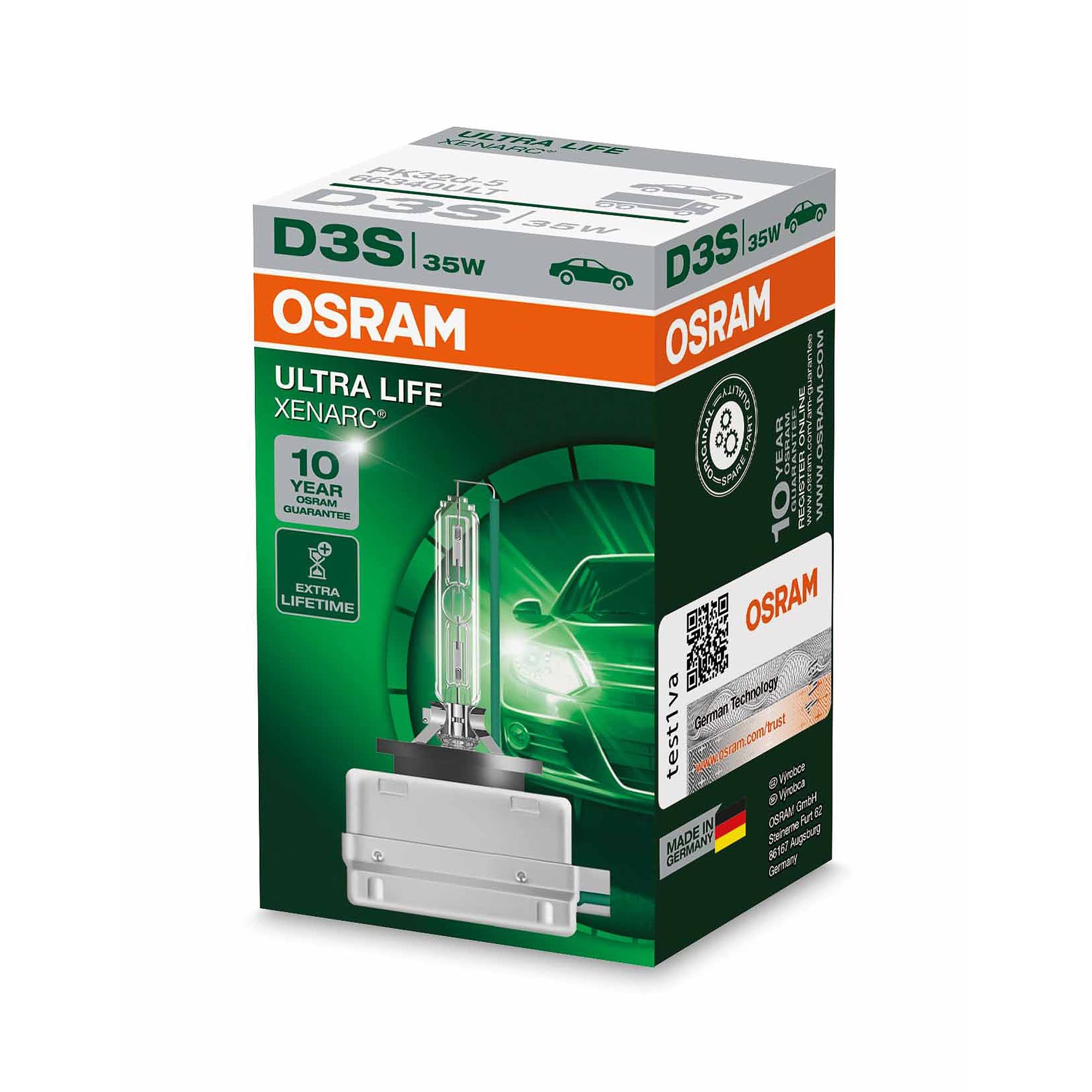 OSRAM XENARC ULTRA LIFE D3S HID Xenon discharge bulb, discharge lamp, 66340ULT, folding carton box (1 unit)