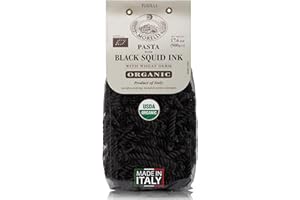 Morelli Squid Ink Pasta Fusilli (Rotini) - Organic Italian Pasta - Black Pasta Noodles - Durum Wheat Semolina - Nero Di Seppia Made in Italy - 1.1 Lb (500g)