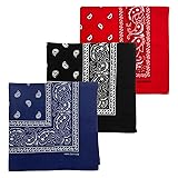 MDSTYLE 3 PCS 100% Cotton Bandana for Men & Women