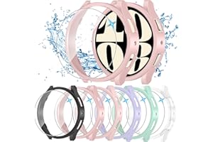 HAANILKYI [6+6Pack for Samsung Galaxy Watch 6 Screen Protector Case 40mm, Anti-Fog Tempered Glass and Waterproof Hard PC Bumper Cover Set for Galaxy Watch6 40mm